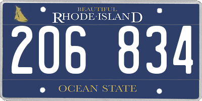 RI license plate 206834