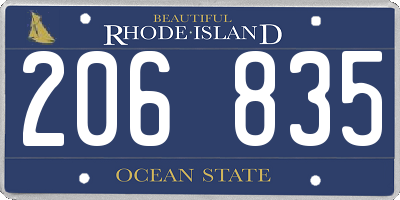 RI license plate 206835