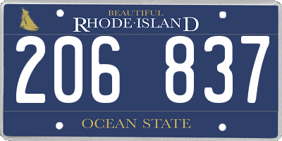 RI license plate 206837