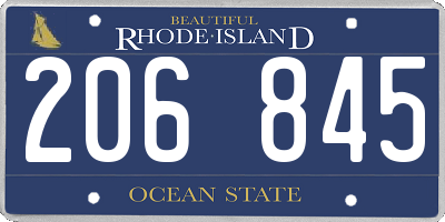 RI license plate 206845