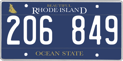 RI license plate 206849
