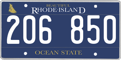 RI license plate 206850
