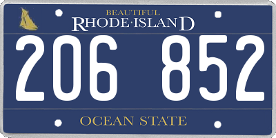 RI license plate 206852