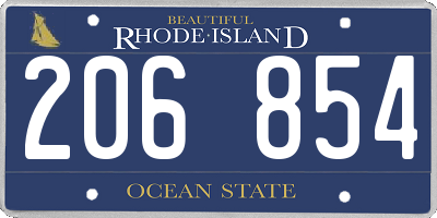 RI license plate 206854