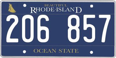 RI license plate 206857