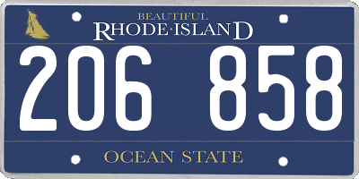 RI license plate 206858