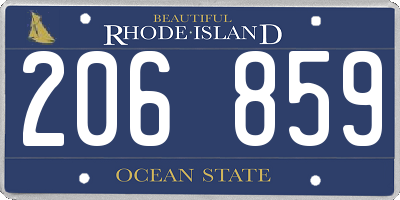 RI license plate 206859