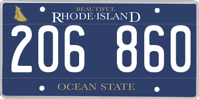 RI license plate 206860