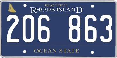RI license plate 206863