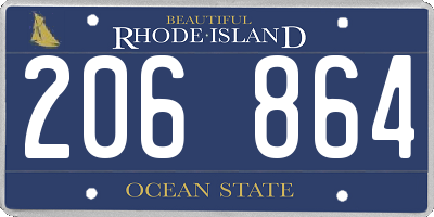 RI license plate 206864