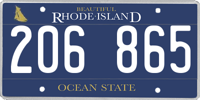 RI license plate 206865