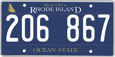 RI license plate 206867