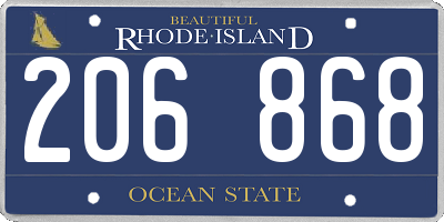 RI license plate 206868