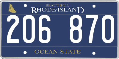 RI license plate 206870