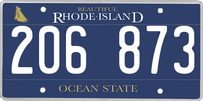 RI license plate 206873