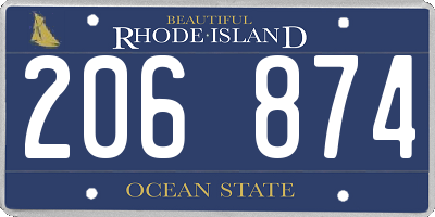 RI license plate 206874