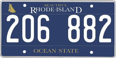 RI license plate 206882