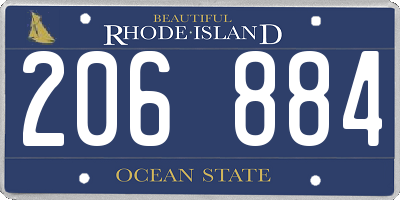 RI license plate 206884