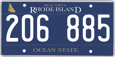 RI license plate 206885