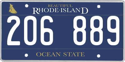 RI license plate 206889