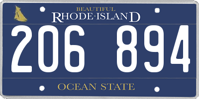 RI license plate 206894