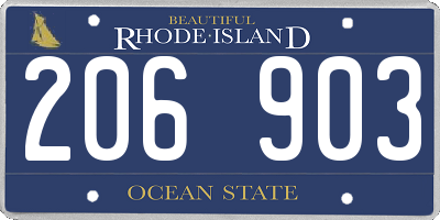 RI license plate 206903