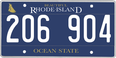 RI license plate 206904