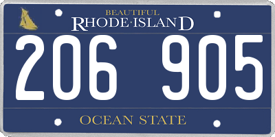 RI license plate 206905