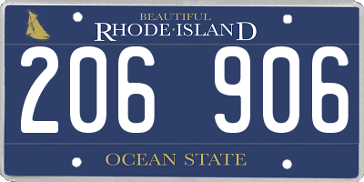 RI license plate 206906