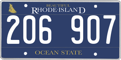RI license plate 206907