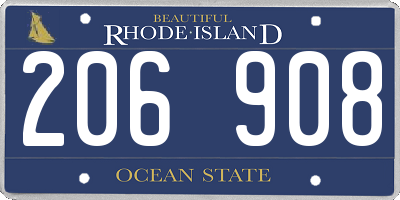 RI license plate 206908