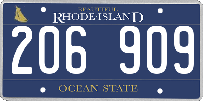RI license plate 206909