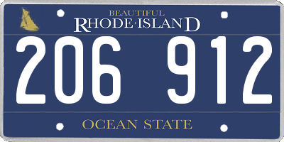 RI license plate 206912