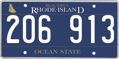 RI license plate 206913