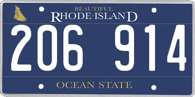 RI license plate 206914