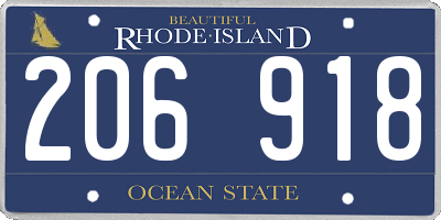 RI license plate 206918