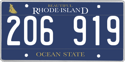 RI license plate 206919