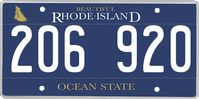 RI license plate 206920