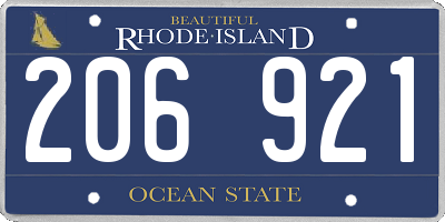 RI license plate 206921