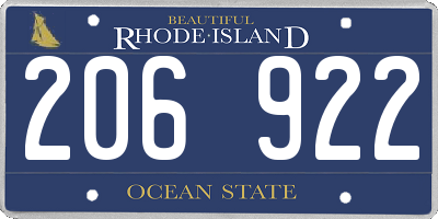 RI license plate 206922