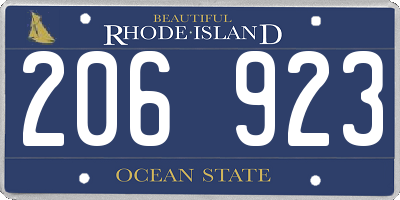 RI license plate 206923