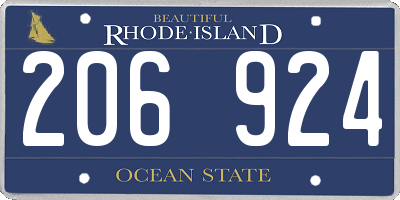 RI license plate 206924