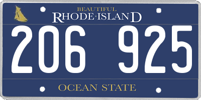 RI license plate 206925