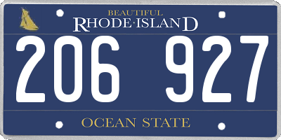 RI license plate 206927