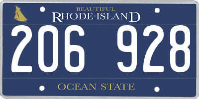 RI license plate 206928