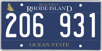 RI license plate 206931