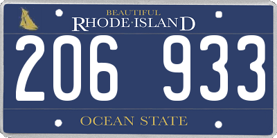 RI license plate 206933