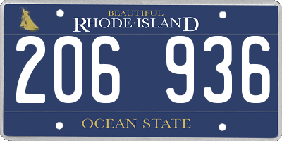 RI license plate 206936