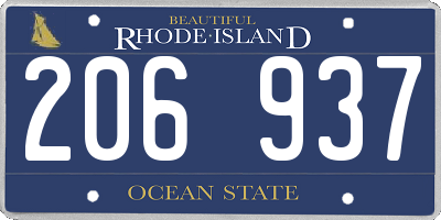RI license plate 206937