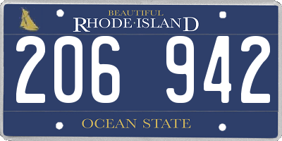 RI license plate 206942